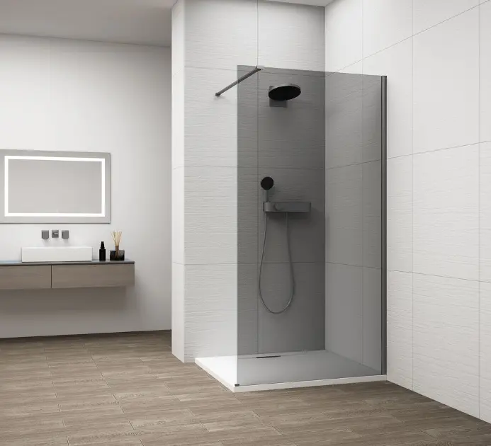 E-shop Polysan Esca - Sprchová stena Walk-In 80x210 cm, Antidrop, dymové sklo/gun metal ES1280-11