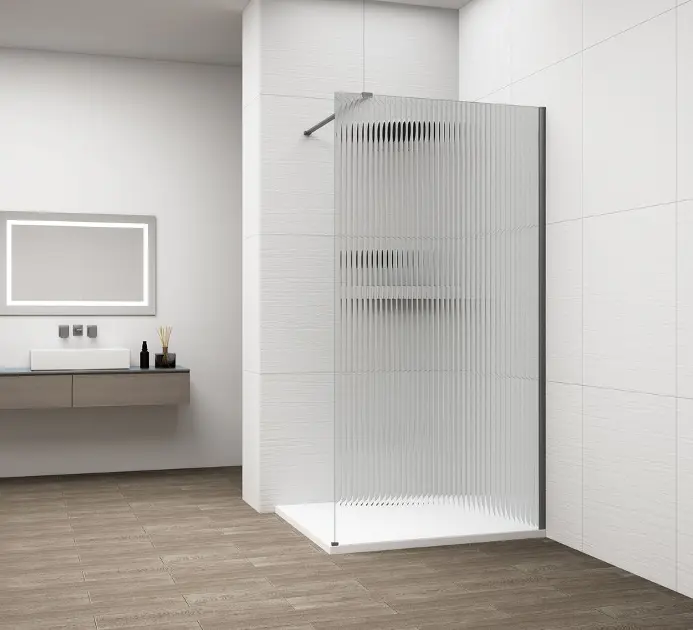 E-shop Polysan Esca - Sprchová stena Walk-In 110x210 cm, Antidrop, sklo Flute/gun metal ES1311-11