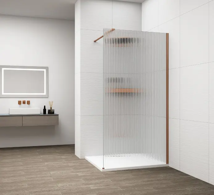 Polysan Esca - Zid za tuširanje Walk-In 120x210 cm, Antidrop, Flauta staklo/mat bakar ES1312-09