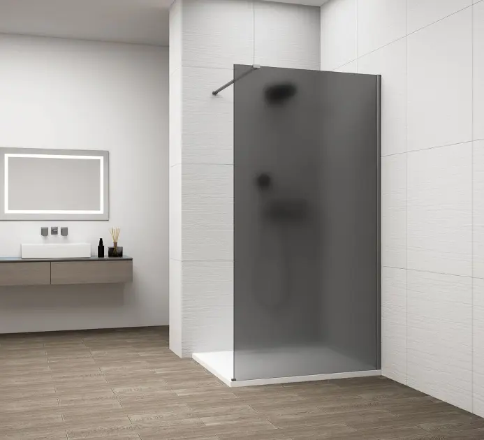 E-shop Polysan Esca - Sprchová stena Walk-In 100x210 cm, Antidrop, dymové matné sklo/gun metal ES1410-11