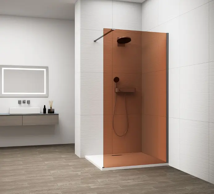 E-shop Polysan Esca - Sprchová stena Walk-In 100x210 cm, Antidrop, sklo Marron/gun metal ES1510-11