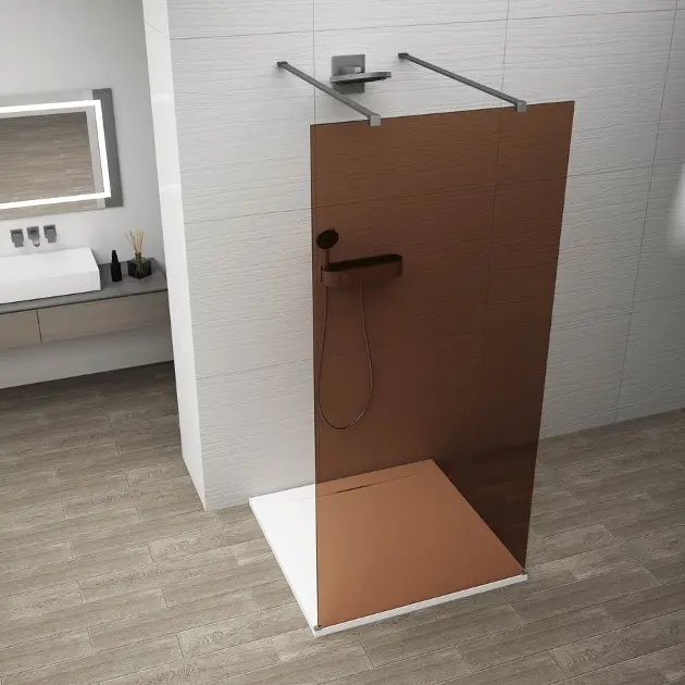 E-shop Polysan Esca - Sprchová stena Walk-In 100x210 cm, Antidrop, sklo Marron/gun metal ES1510-12