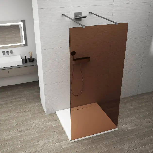 Polysan Esca - Zid za tuširanje Walk-In 120x210 cm, Antidrop, staklo Marron/gun metal ES1512-12