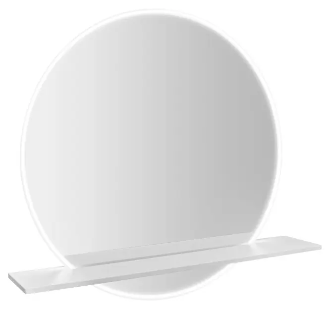 Sapho Viso - Specchio con illuminazione a LED e mensola, diametro 70 cm, bianco opaco VS070-02