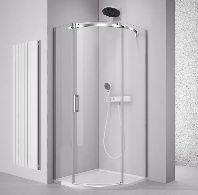 Levně Polysan Thron - Sprchový kout Round čtvrtkruhový 90x90 cm, pravá, Antidrop, čiré sklo/chrom TL2690R-5005
