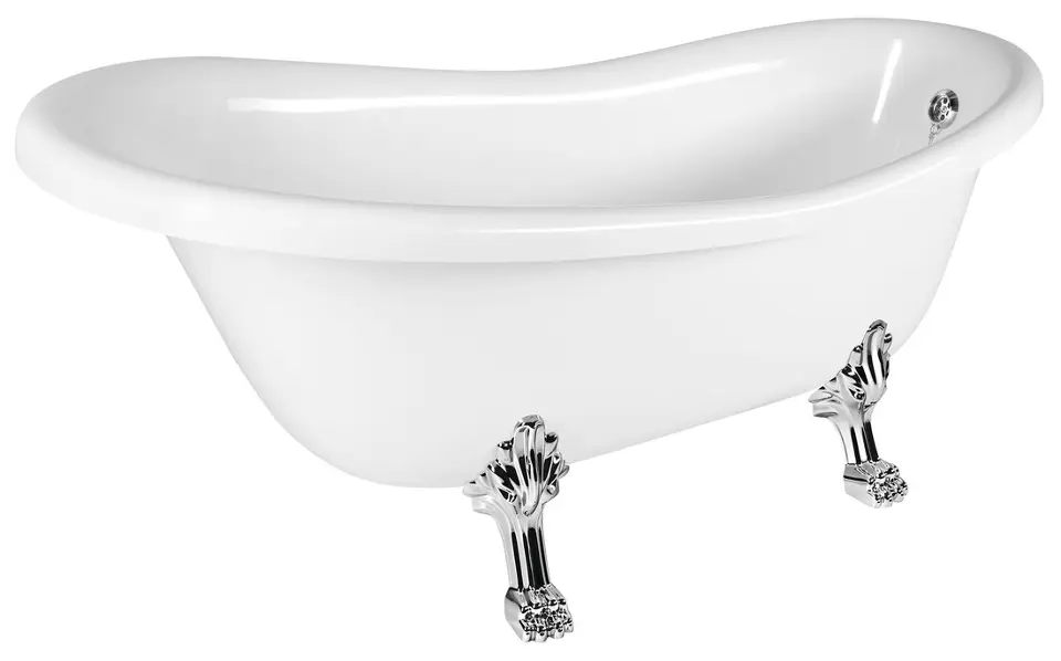 E-shop Polysan Retro - Voľne stojaca vaňa 157x76,5 cm, biela/chróm 43238