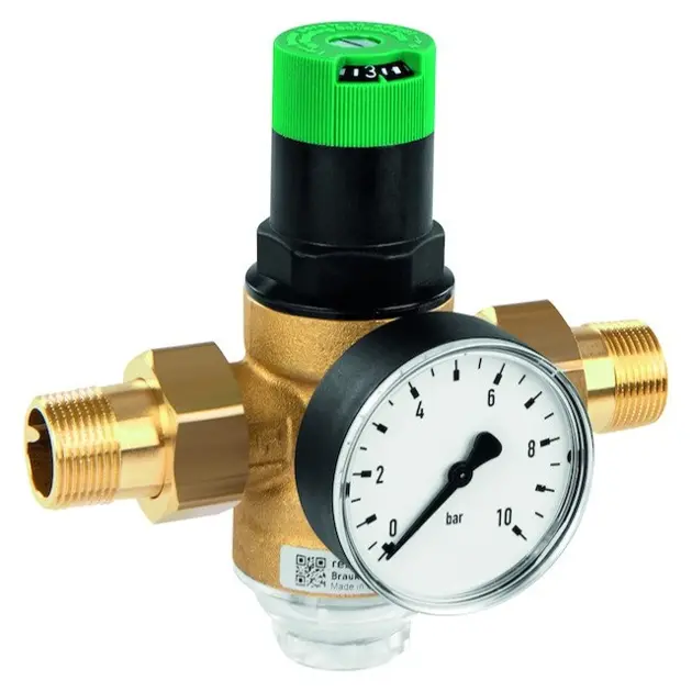 Honeywell Home - Réducteur de pression DN25, avec raccord à vis et manomètre D06F-1AM