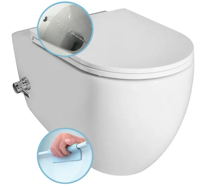 Levně Sapho Isvea Infinity - Závěsné WC CleanWash s bidetovou sprškou, Rimless, bílá 10NFS9217I
