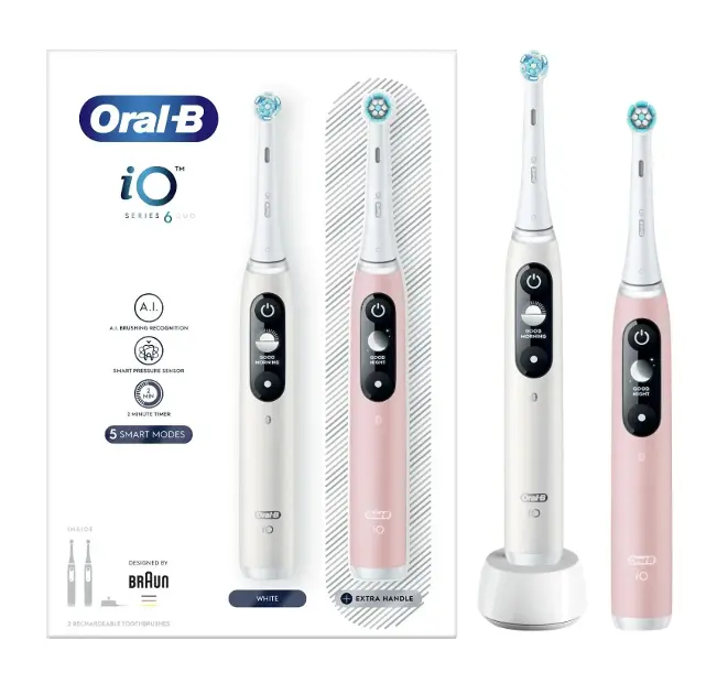 Oral-B - Elektrický kartáček iO Series 6 Duo, bílá/růžová 4210201381877