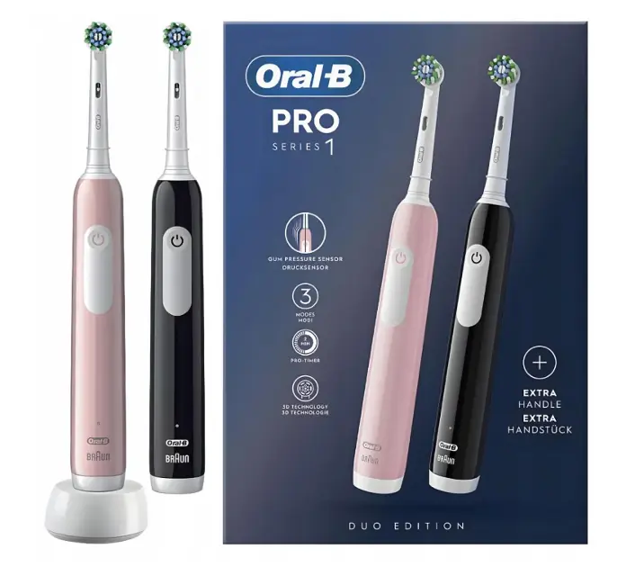 Oral-B - Elektrický kartáček Pro 1 Duo CrossAction, černá/růžová 8001090915191