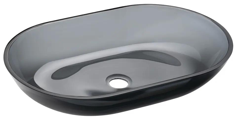 Sapho Beauty - Vasque à poser Scalo 56x36 cm, sans trop-plein, sans trou de robinetterie, noir TY318B