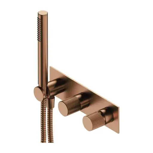 OMNIRES Contour - Baterie pod omítku s tělesem, pro 2 spotřebiče, s příslušenstvím, kartáčovaná měď CT8035-1CPB