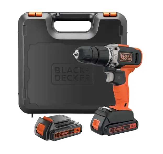 BLACK+DECKER - 18V AKU vrtačka s příklepem, 2x aku 1,5 Ah Li-Ion, nabíječka BCD003C2K-QWROZ1
