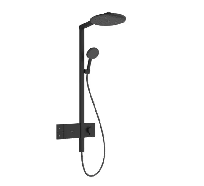 E-shop Hansgrohe - Sprchový set s termostatom, priemer 30 cm, 3 prúdy, matná čierna 24582670IIJ1