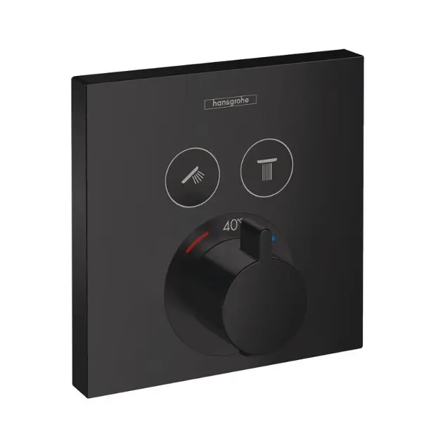 Hansgrohe - Termostatická baterie pod omítku pro 2 spotřebiče, matná černá 15763670IIJ2
