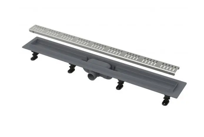 E-shop Alca - Sprchový žľab Simple 85 cm, s okrajom na perforovaný rošt, vrátane roštu, nerezová mat APZ10-850MROZ3