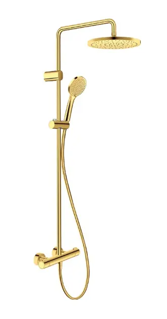 Duravit - Zestaw prysznicowy z termostatem, średnica 25 cm, 3 strumienie, złoty TH4282008034IIJ1