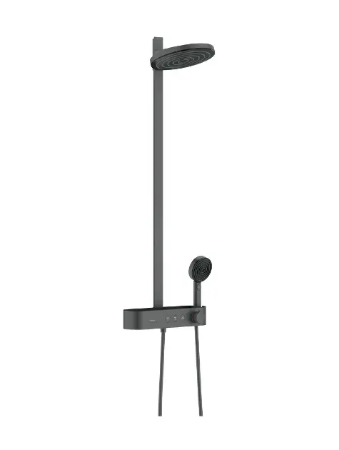Hansgrohe Pulsify S - Brauseset mit Thermostat, Durchmesser 26 cm, 3 Strahlarten, EcoSmart, Schwarzchrom gebürstet 24241340