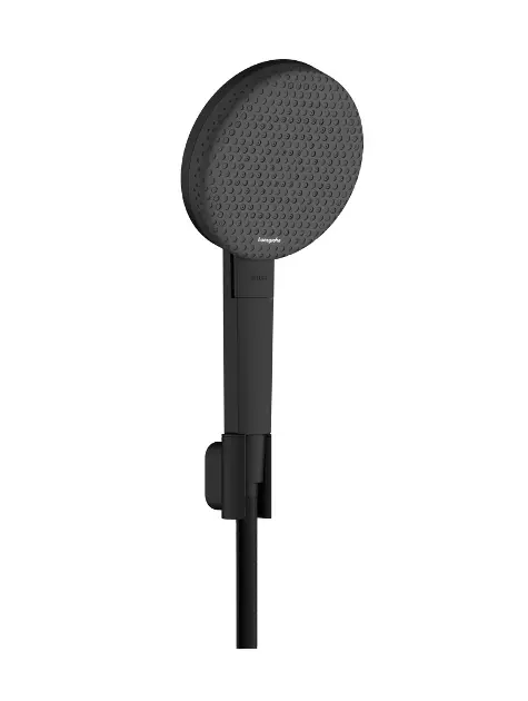 E-shop Hansgrohe Raindance Alive Select S - Set sprchovej hlavice, držiaka a hadice, 3 prúdy, EcoSmart, matná čierna 24612670