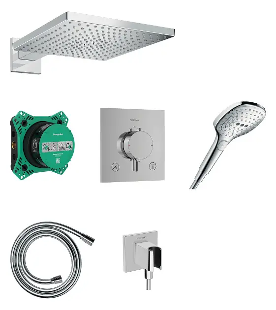 Levně Hansgrohe Raindance E - Sprchový set s termostatem pod omítku, s tělesem, 30x30 cm, 3 proudy, chrom 24623000