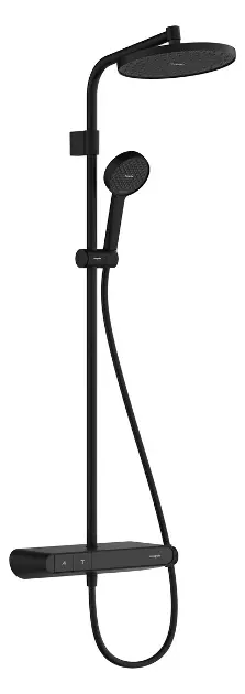 Hansgrohe Activera S - Zestaw prysznicowy z termostatem, średnica 24 cm, 2 strumienie, EcoSmart+, czarny mat 28639670