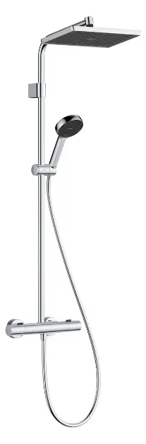 Hansgrohe Activera Q - Set de douche avec thermostat, 29x18 cm, 2 jets, EcoSmart, chrome 28748000