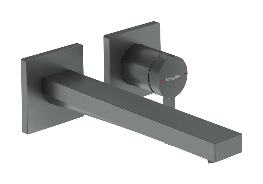 Levně Hansgrohe Tecturis E - Umyvadlová baterie pod omítku, s výpustí, 2-otvorová instalace, EcoSmart+, kartáčovaný černý chrom 73051340