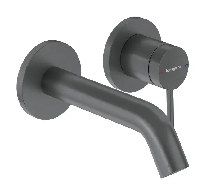 Levně Hansgrohe Tecturis S - Umyvadlová baterie pod omítku, s výpustí, 2-otvorová instalace, EcoSmart+, kartáčovaný černý chrom 73350340