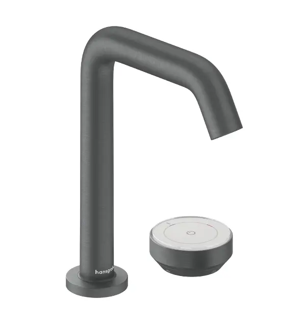Levně Hansgrohe Tecturis S - Umyvadlová baterie s výpustí, 2-otvorová instalace, CoolStart, EcoSmart+, kartáčovaný černý chrom 73353340