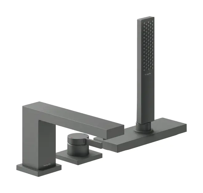 Levně Hansgrohe Tecturis E - Baterie na okraj vany, 3-otvorová instalace, sBox, kartáčovaný černý chrom 73443340