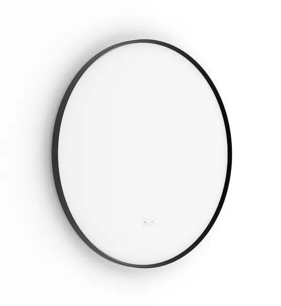 Nimco - Ogledalo sa LED rasvjetom, promjer 60 cm, dva senzora na dodir, crno ZPC 61000RVX-90