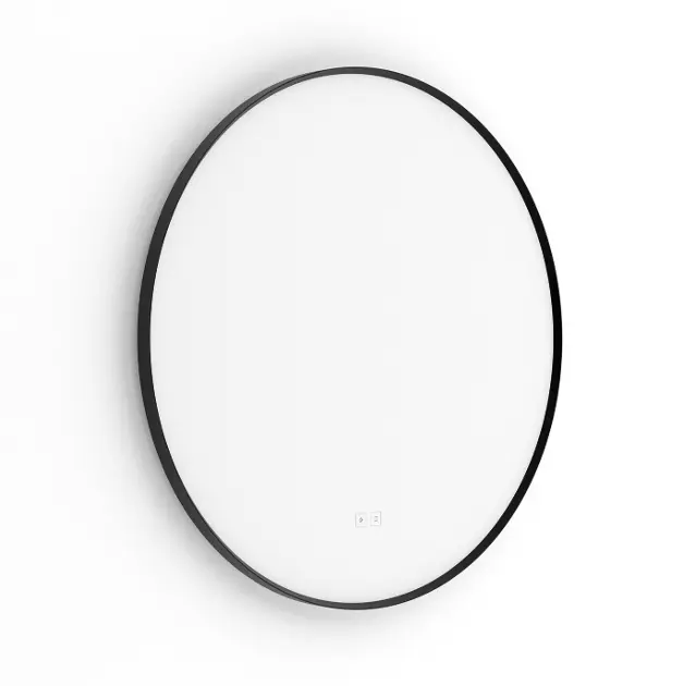 Nimco - Ogledalo sa LED rasvjetom, promjer 70 cm, dva senzora na dodir, crno ZPC 61001RVX-90