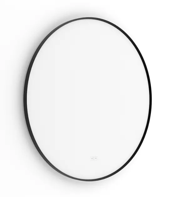 Nimco - Ogledalo sa LED rasvjetom, promjer 80 cm, dva senzora na dodir, crno ZPC 61002RVX-90