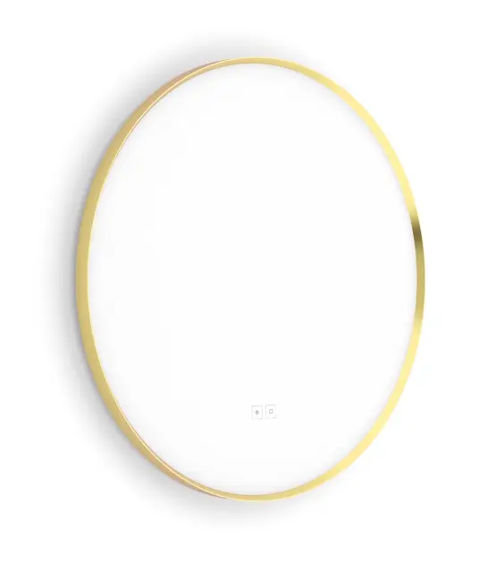 Nimco - Ogledalo s LED rasvjetom, promjer 60 cm, dva senzora na dodir, brušeno zlato ZPZ 61000RVX-Z