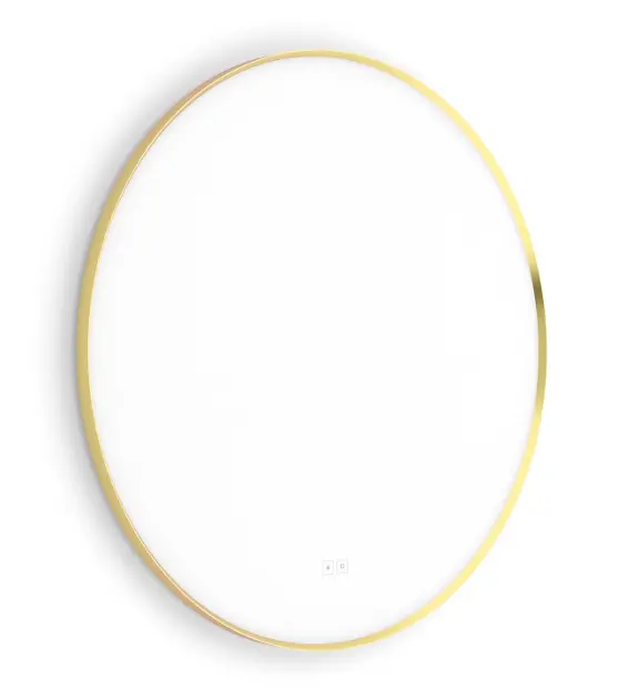 Nimco - Ogledalo s LED rasvjetom, promjer 80 cm, dva senzora na dodir, brušeno zlato ZPZ 61002RVX-Z