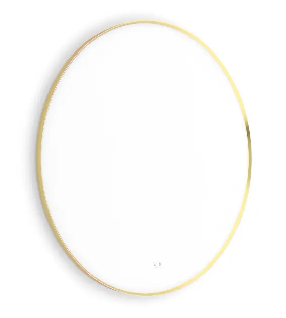 Nimco - Ogledalo sa LED rasvjetom, promjer 100 cm, dva senzora na dodir, brušeno zlato ZPZ 61004RVX-Z