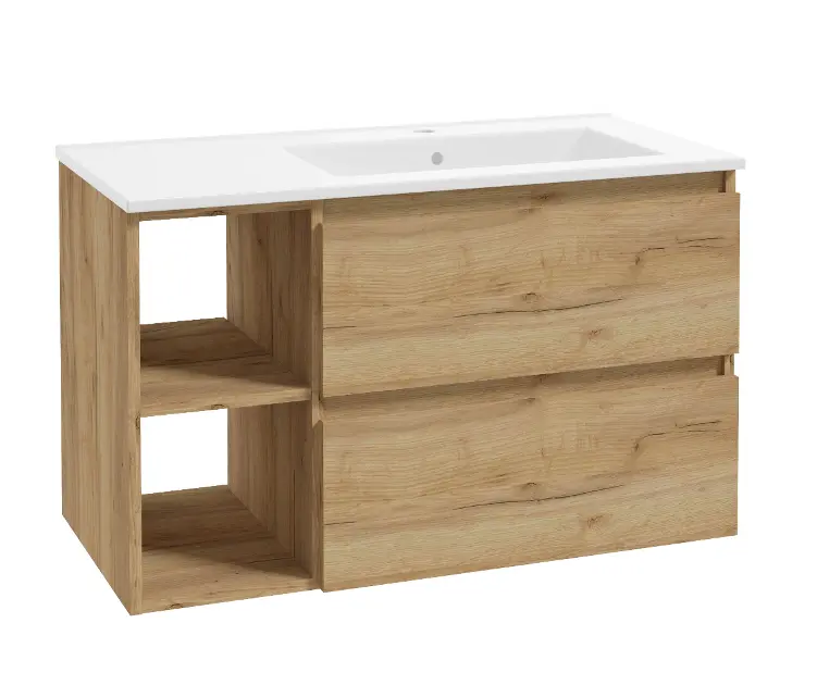 Levně kielle Nefia - Skříňka s umyvadlem 90 cm, pravá varianta, zlatý dub 50027S90R1
