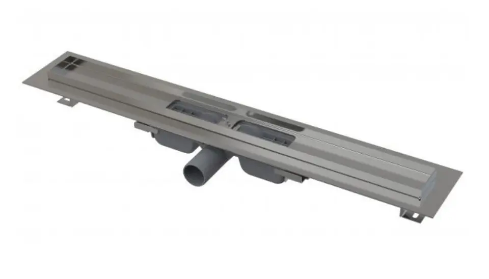 Alca - Canaleta de ducha Low 65 cm, con borde para rejilla perforada, acero inoxidable APZ101-650ROZ1