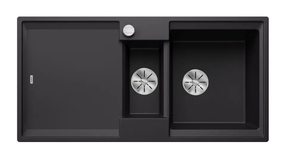 Blanco - Fregadero Silgranite, 100x50 cm, con control de desagüe y accesorios, InFino, negro 527601ROZ1