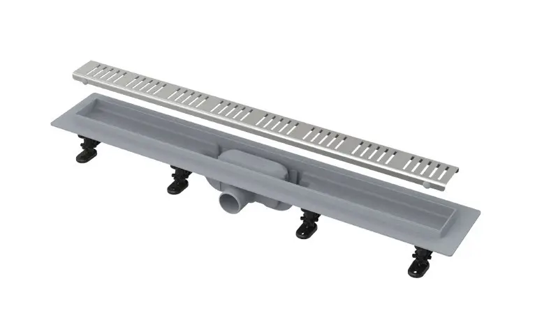Alca - Plato de ducha Simple 75 cm, con borde para rejilla perforada, incl. rejilla, acero inoxidable APZ10-750MROZ3