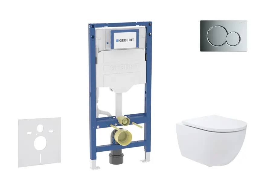 SANITINO - Set předstěnové instalace, klozetu Oudee a sedátka softclose, tlačítko Sigma01, lesklý chrom SANI11CA1174