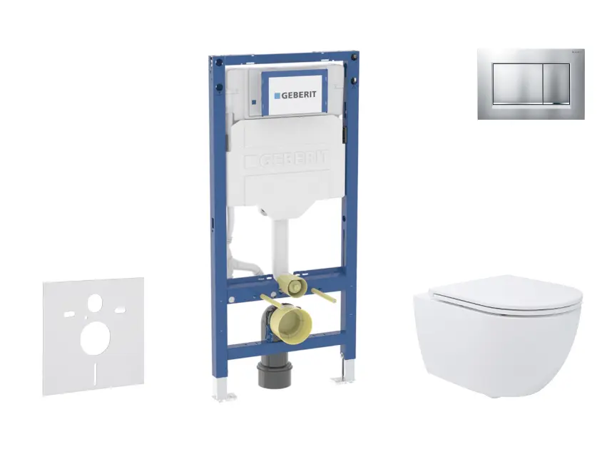 SANITINO - Set předstěnové instalace, klozetu Oudee a Slim sedátka softclose, tlačítko Sigma20, lakovaný chrom mat/chrom SANI11CA1179