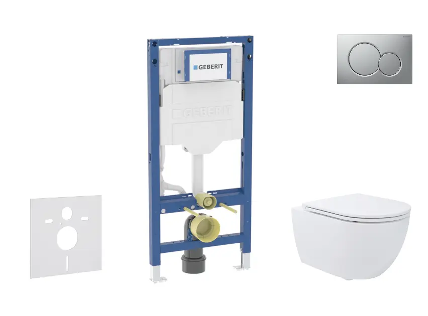 SANITINO - Set předstěnové instalace, klozetu Oudee a Slim sedátka softclose, tlačítko Sigma01, lakovaný matný chrom SANI11CA1181