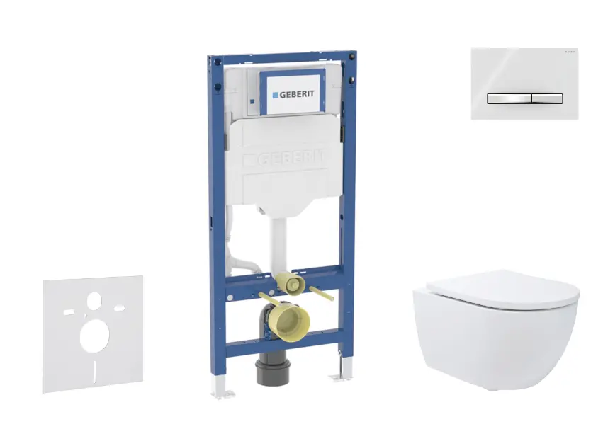 SANITINO - Set předstěnové instalace, klozetu Oudee a sedátka softclose, tlačítko Sigma50, chrom/alpská bílá SANI11CA1186