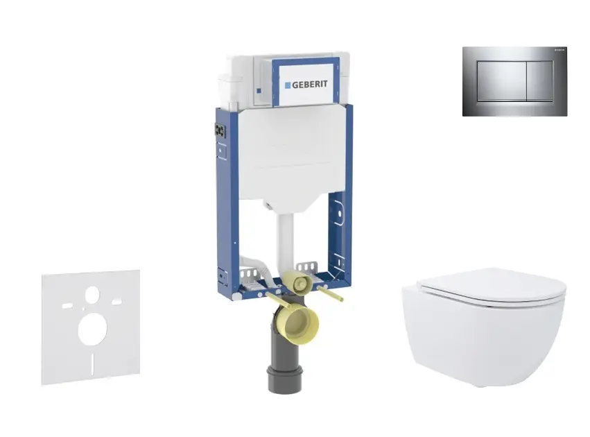 SANITINO - Set předstěnové instalace, klozetu Oudee a Slim sedátka softclose, tlačítko Sigma20, chrom SANI11CA1189