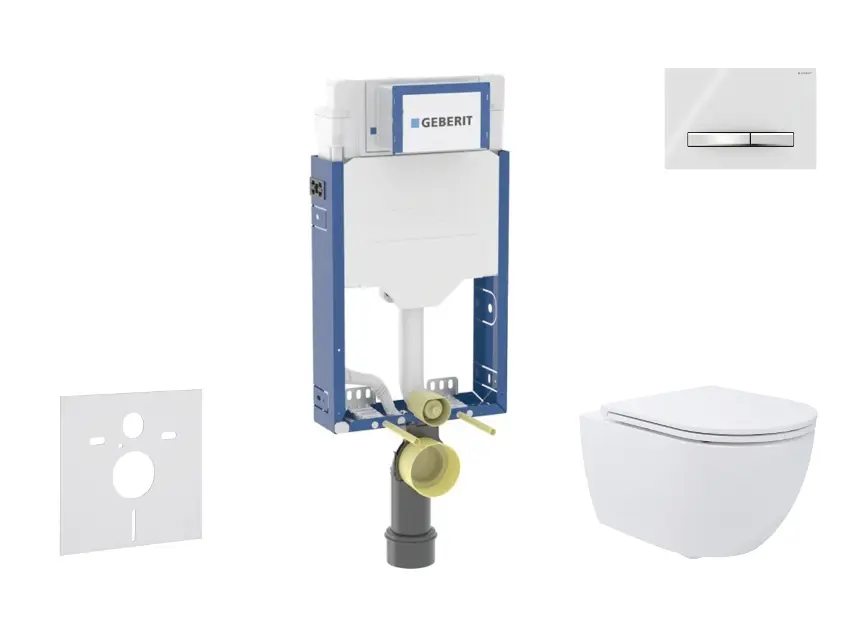 SANITINO - Set předstěnové instalace, klozetu Oudee a Slim sedátka softclose, tlačítko Sigma50, chrom/alpská bílá SANI11CA31178