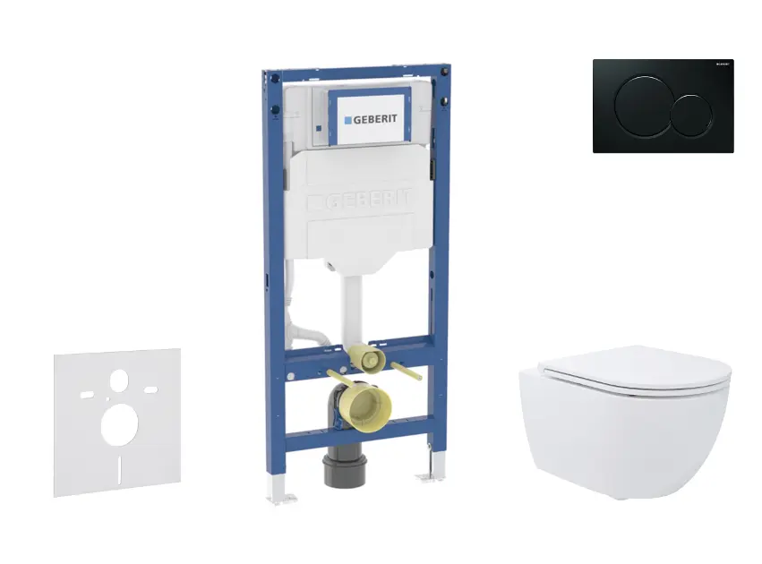 SANITINO - Set předstěnové instalace, klozetu Oudee a Slim sedátka softclose, tlačítko Sigma01, černá SANI11CA5196