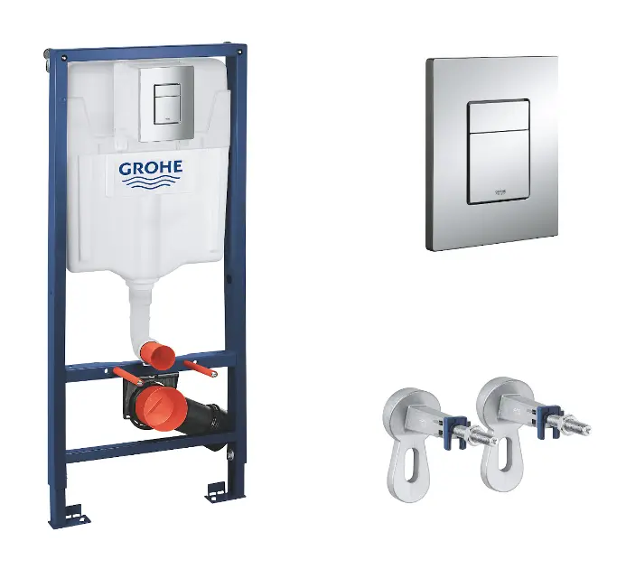 Grohe - Структура за вграждане за окачена тоалетна, 1,13 m, бутон Skate Cosmopolitan, хром 38772001ROZ6