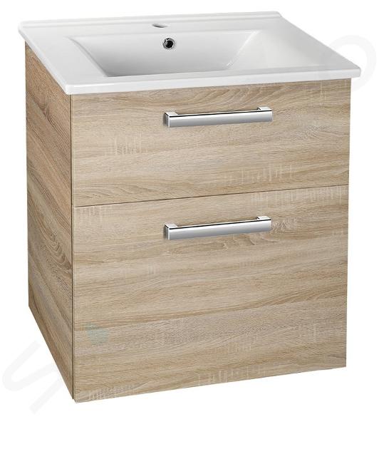 Aqualine Vega - Mobile lavabo, 62x73x44 cm, 2 cassetti, rovere platino VG863