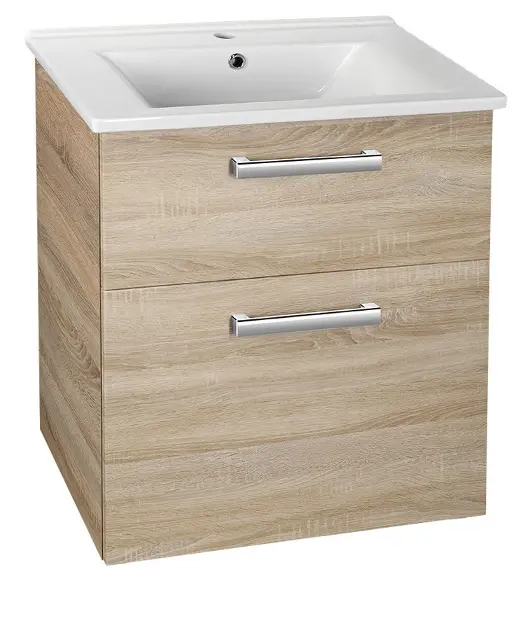 Aqualine Vega - Ormarić za umivaonik, 62 x 73 x 44 cm, 2 ladice, platinasti hrast VG863